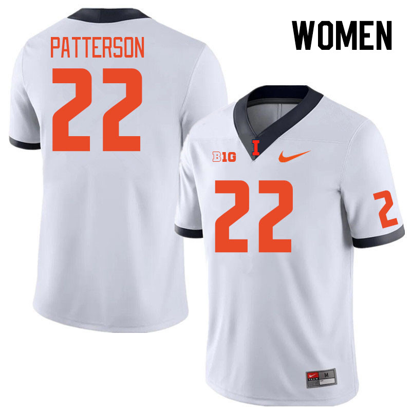Women #22 Kaleb Patterson Illinois Fighting Illini College Football Jerseys Stitched Sale-White